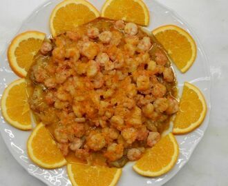 Γαρίδες με μαραθόριζα και πορτοκάλι