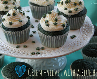 Green Velvet with blue heart