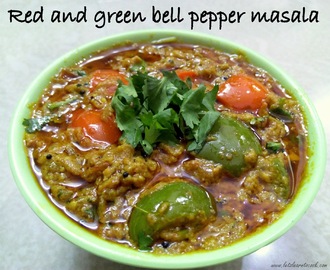 Red & green bell pepper masala for roti/phulka