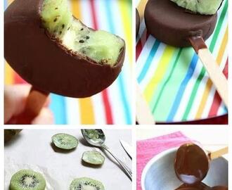 Picolé de kiwi com chocolate