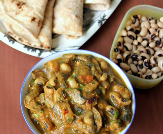 Dhingri Lobhia - Black Eye and mushroom curry - Tasty and simple mushroom side dish for rice, Roti, Chapati, Naan