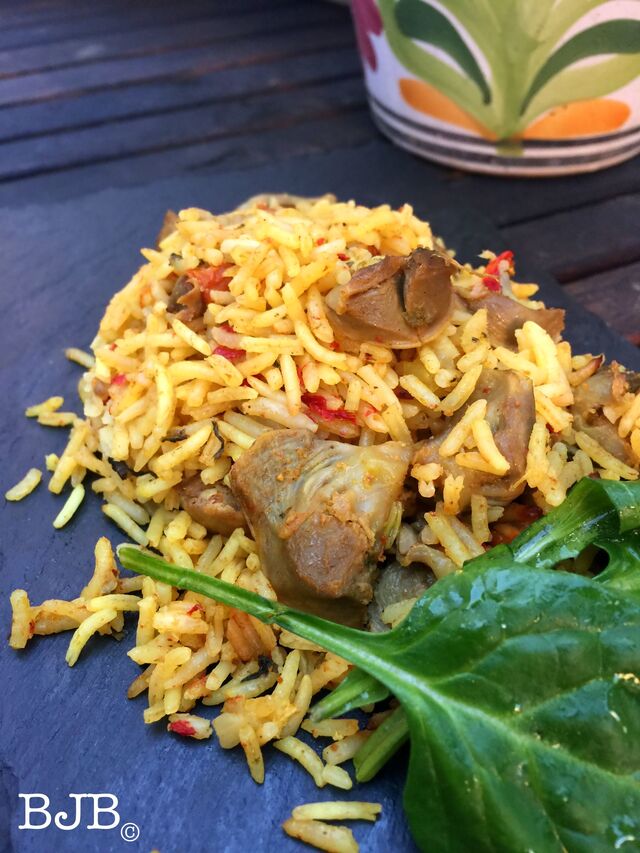 Rice with chicken gizzards