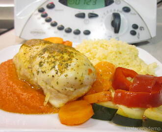 Pollo marinado con verduras y cuscús Thermomix