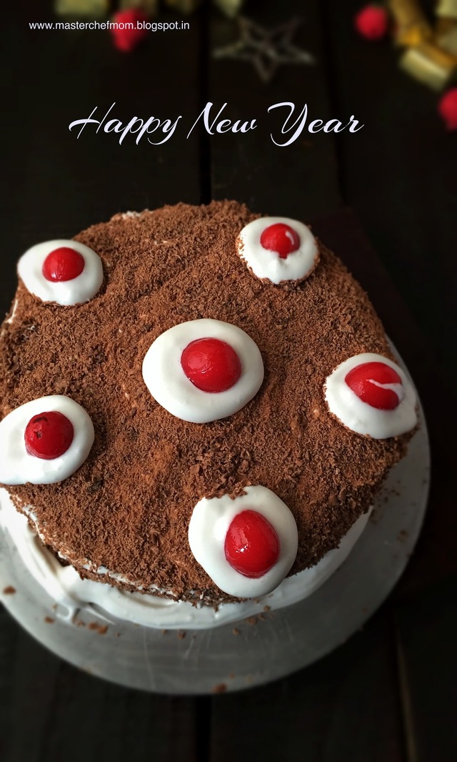 Black Forest Cake ( Eggless) | How to make Black Forest Cake at home | Quick and Easy Recipe | Happy New Year 2016