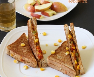 Cheesy Corn Capsicum Sandwich | Sweet Corn Capsicum Sandwich | Breakfast Recipe