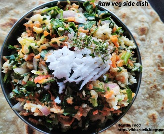Non Cooked Side Dish For Chapathi Or  Roti / Mixed Raw Veggies Side Dish/ Menthe pachadi