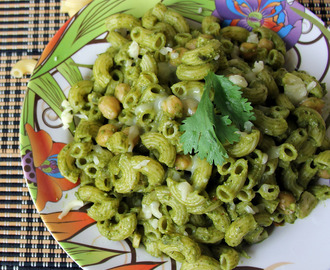 Spinach Chickpeas Garlic Pasta - Healthy Pasta recipe - Kids friendly meal recipe