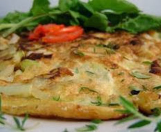 Omelete de Bacalhau e Azeitonas Pretas