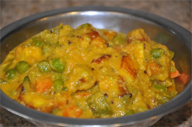 Peas - Carrots - Paneer Curry in Creamy Sauce