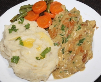 Mashed Potatoes With Chicken with Mustard Cream Sauce & Buttered Veggies - Continental Recipes 1