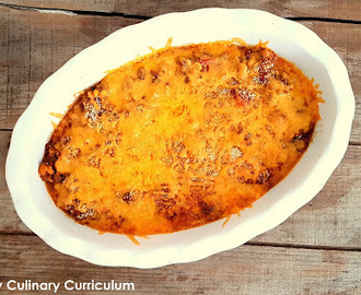 Mon chili aux haricots blancs gratiné au cheddar (My chili with white beans baked with cheddar)