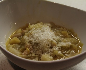 Rustic Cabbage Soup with Cannellini beans and Parmesan