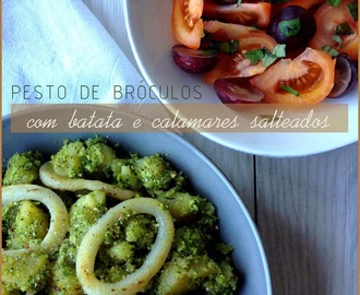 Pesto de Bróculos com Batata e Calamares Salteados