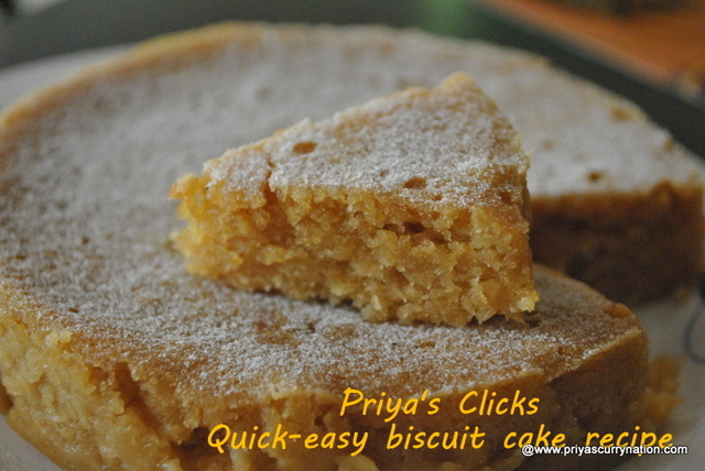 Quick Biscuit Cake Recipe, how to make easy quick biscuit cake