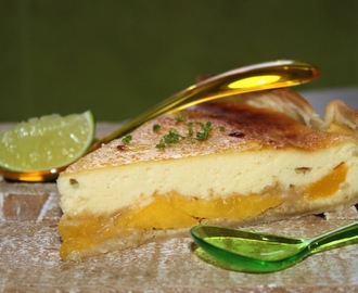 Tarte légère & fromagère au citron vert [ & quartiers de mangues fraîches ]