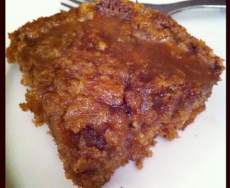 apple coffee cake with crumble topping and brown sugar glaze