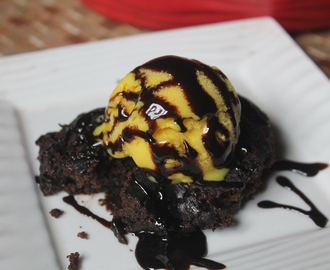 Gooey Chocolate Pudding Cake Recipe - Eggless Version