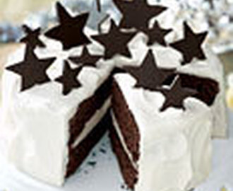 White Chocolate Truffle and Chocolate Fudge Layer Cake