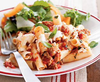 Baked Pasta with Sausage, Tomatoes, and Cheese