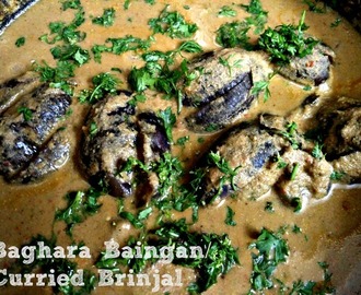 Baghara Baingan/ Curried brinjal recipe