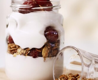 iogurte natural com frutos vermelhos e granola caseira orgânica, o novo pequeno almoço light da quinoa em lisboa