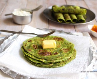 Spinach Whole Wheat Wraps – Palak Paratha Recipe