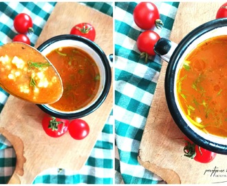 Zupa pomidorowa z przecieranych, letnich pomidorów - lekka, prosta i smaczna, wege, z soczewicą