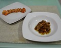 Carne de porco com molho de ostra e camarões grelhados