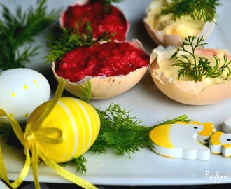 Dietetyczne, chrzanowe dipy do mięsa, wędliny, jajek - na Wielkanoc, z jajka i buraka