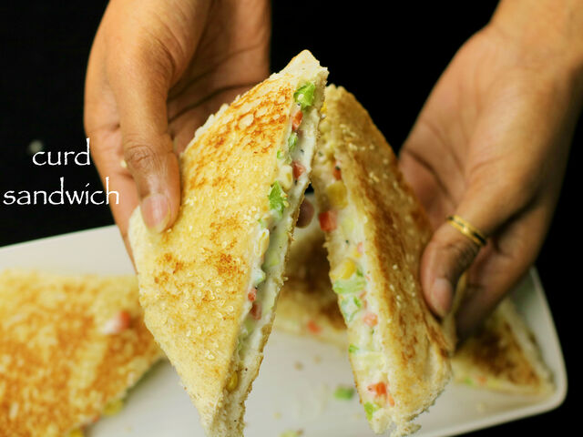 curd sandwich recipe | yogurt sandwich recipe – kids lunch box recipe