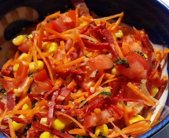 Salade aux légumes et au chorizo, « vinaigrette » vietnamienne – Vegetable and chorizo salad with a Vietnamese dressing