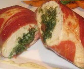 Spinach Goats Cheese and Pesto Stuffed Chicken Breast With a Lem