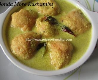 Bonda Mor Kuzhambu/Ullundhu Bonda Mor Kuzhambu/Urad Dal Fritters in Spiced Yogurt Curry