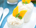 Rice and coconut pudding with Mango