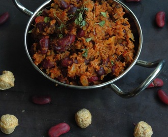 Rajma Soya Keema/Vegan Rajma Soya Kheema/Minced Soya & Kidney Beans Curry