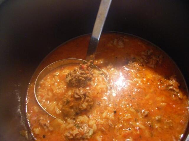 Lebanese Lamb Meatball and Rice Soup