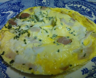 Omelete na Microarroz da Tupperware de Queijo, Fiambre e Salsicha
