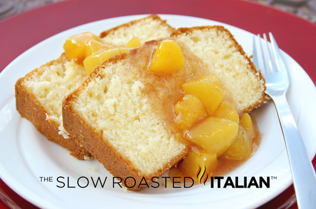 Simple Butter Cake with Peach Sauce