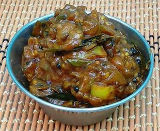 Eggplant Tangy Pickle (Kathirikkai/Brinjal Puli Thokku)