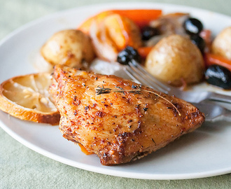 Spring Chicken: Spicy Roast Chicken with Carrots, Olives and Lemon
