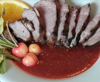 Grilled Duck With Rhubarb Cherry Glaze