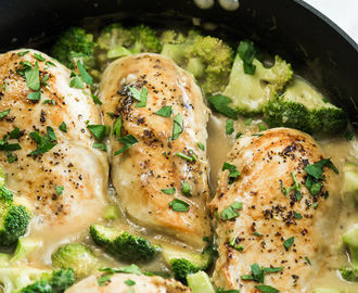 Skillet Creamy Garlic Chicken with Broccoli