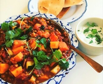 Vegetarisk curry m/røde linser