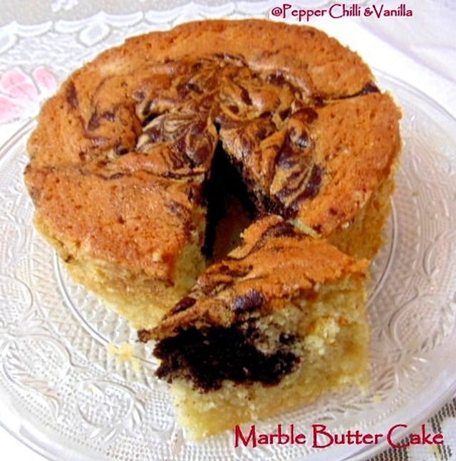 Marble Butter Cake/Easy Marble Butter Cake Recipe