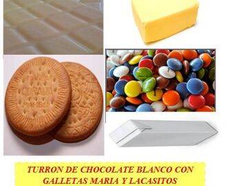 TURRON CHOCOLATE BLANCO CON  GALLETAS MARIA DORADA Y LACASITOS