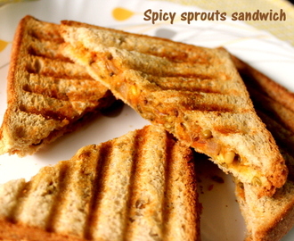 Spicy sprouts bread sandwich – healthy breakfast recipe