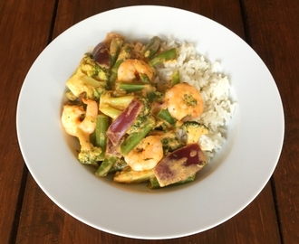 Thaise curry met garnalen en groenten