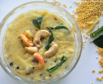 Khara millet pongal - a spicy porridge of millets, lentils, peppers and chilies