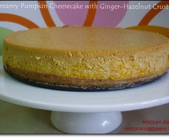 Creamy Pumpkin Cheesecake with Ginger-Pecan Crust