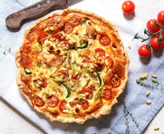 Courgette Quiche with Cherry Tomatoes & Feta